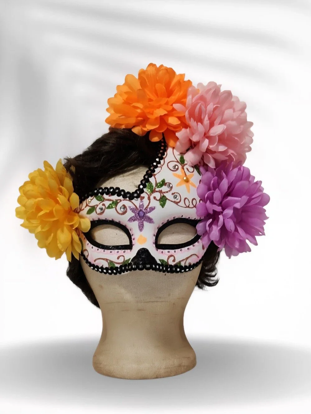 Mardi Gras Sugar Skull Day Of Dead Masquerade Halloween Half-Mask